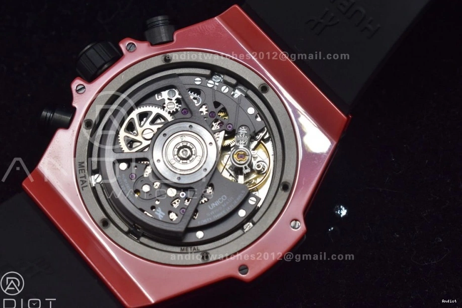 Rubber 1:1 Red Big A1280 Skeleton on Strap Unico Dial Best Edition Magic BBF Ceramic Bang Red 1207